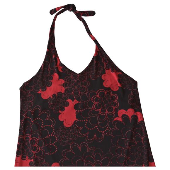 Y2K Red & Black Floral Backless Halter Dress -Size Large - Picture 3 of 7